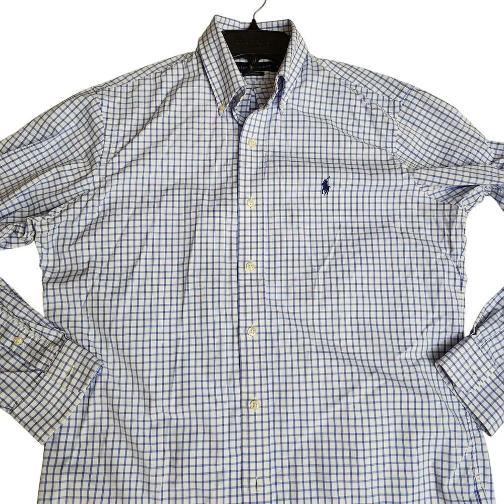 Polo by Ralph Lauren Performance Men's Blue Checkered Shirt‎ Sz Med